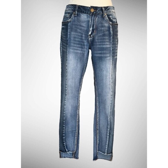 Indigo Rein Ankle Skinny Stretch Jeans Medium Wash Distressed Juniors Size 11 - Picture 1 of 16